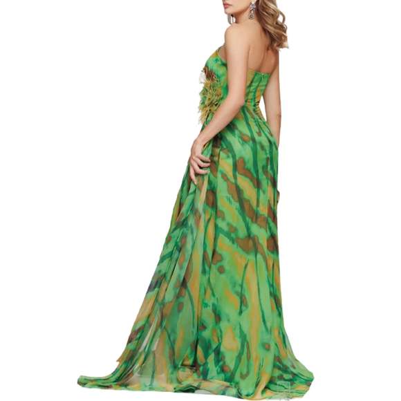 Dekolte - Strapless Green Cocktail Party Dress - Picture 3 of 7